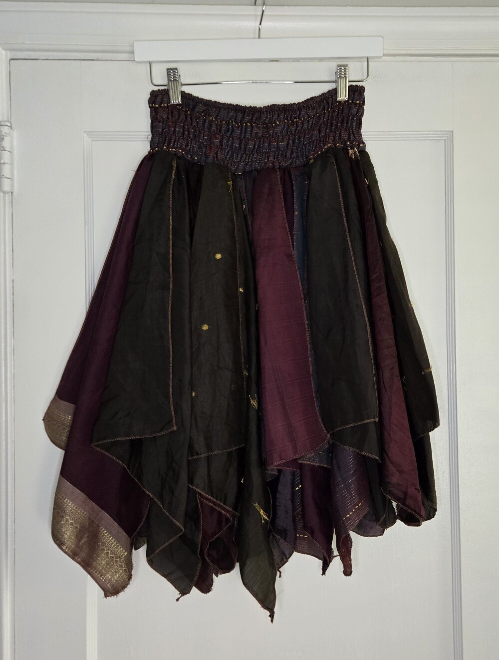 Wevez Purple, Gold, Brown & Green Flowy Hippie Top/Skirt 100% Silk One Size